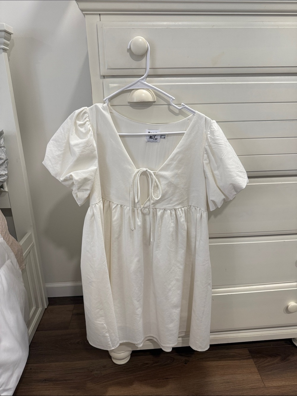 Princess Polly Cream Tie-Front V-Neck Dress